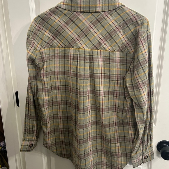 Beautiful Kori sage green plaid quarter zip flannel shirt, unisex size S/M Prep - Picture 6 of 11